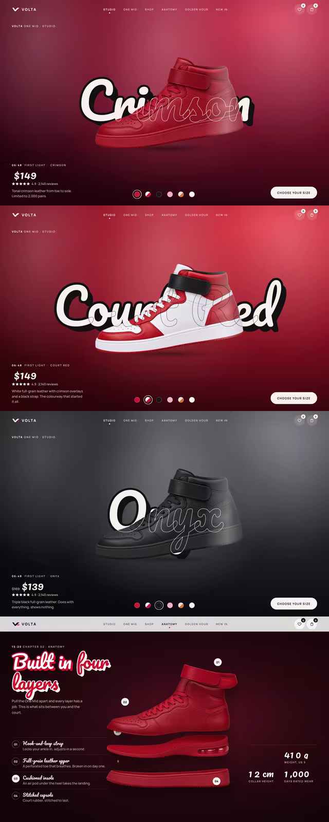 VOLTA demo website, desktop