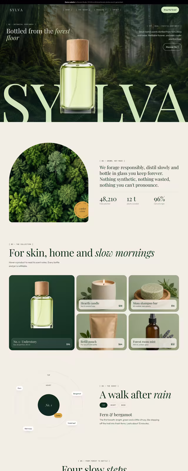 SYLVA demo website, desktop
