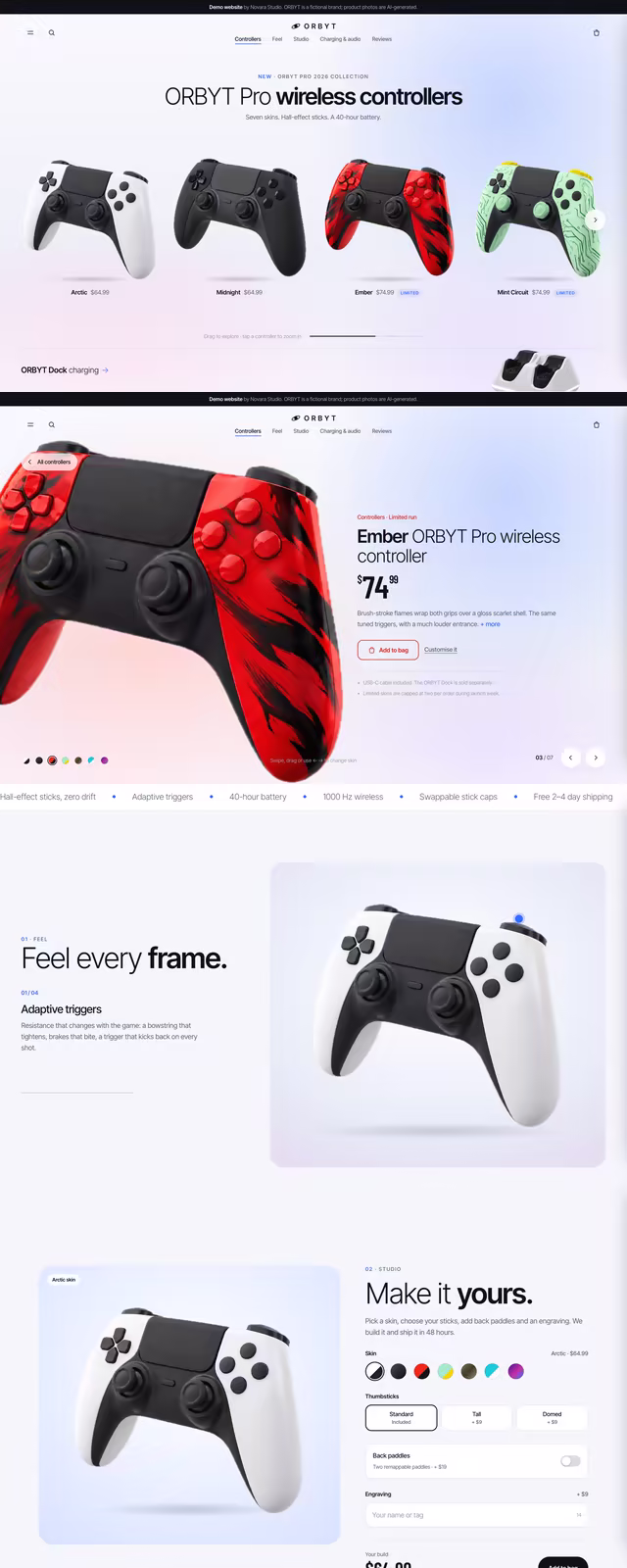 ORBYT demo website, desktop