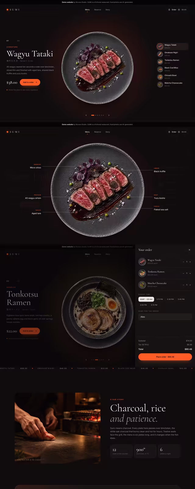 SUMI demo website, desktop