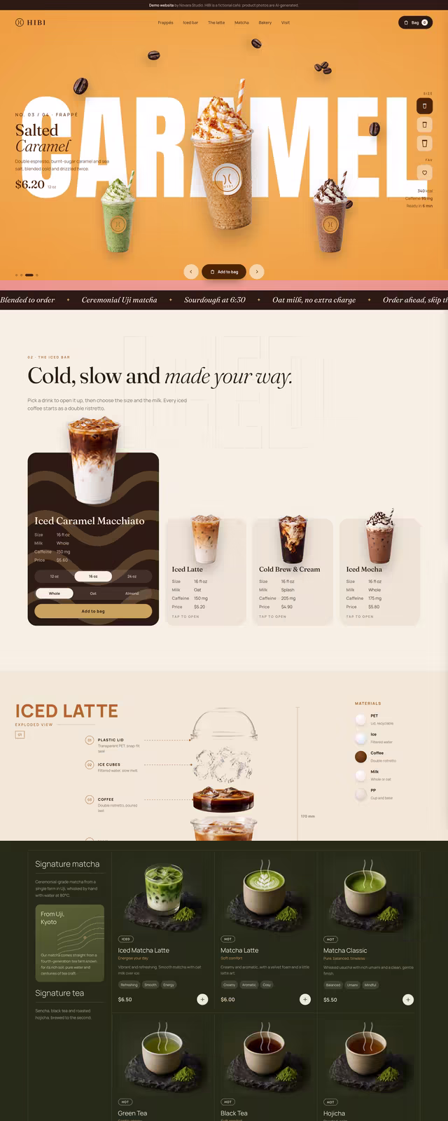 HIBI demo website, desktop
